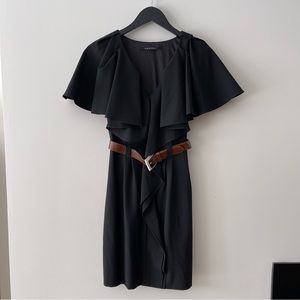 BLACK HALO RUFFLE SHEATH DRESS in Black